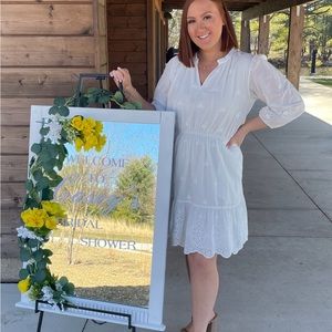 Women’s 3/4 sleeve eyelit A line dress